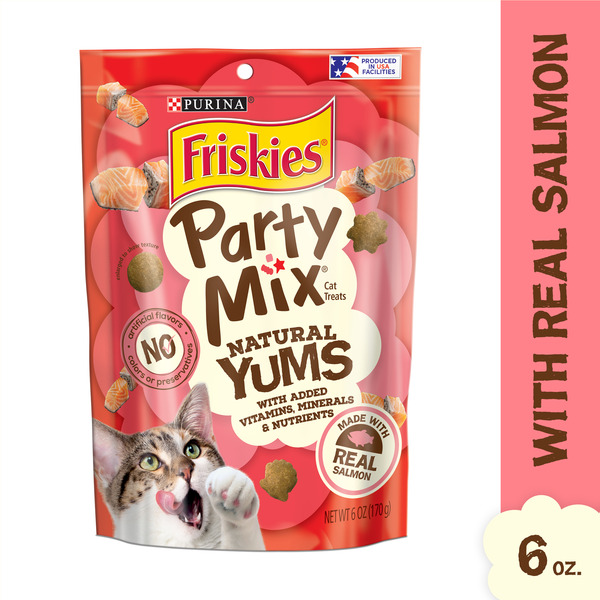 Cat Food & Care Purina Friskies Natural Cat Treats, Party Mix Natural Yums With Real Salmon and Vitamins, Minerals & Nutrients hero