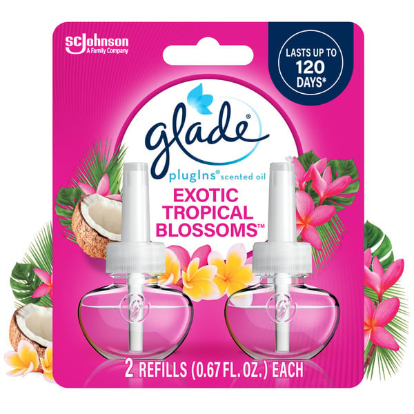 Air Fresheners & Candles Glade PlugIns Scented Oil Refills, Air Freshener, Exotic Tropical Blossoms hero