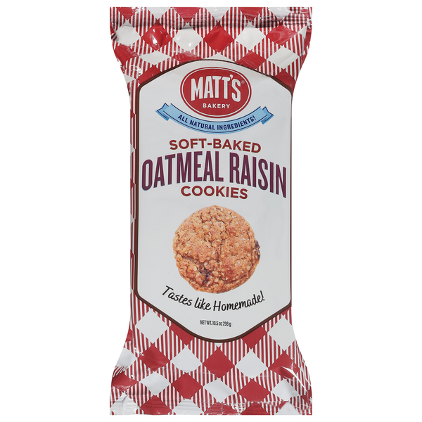 Packaged Cookies Matt's Bakery Cookies, Soft-Baked, Oatmeal Raisin hero