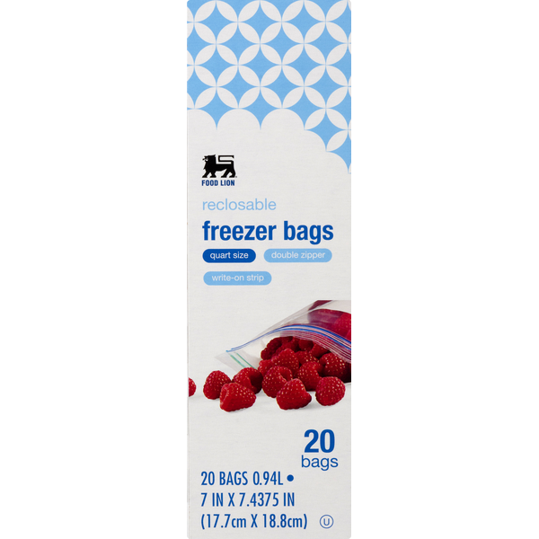 Food Wraps & Storage Food Lion Recloseable Quart Freezer Bags hero