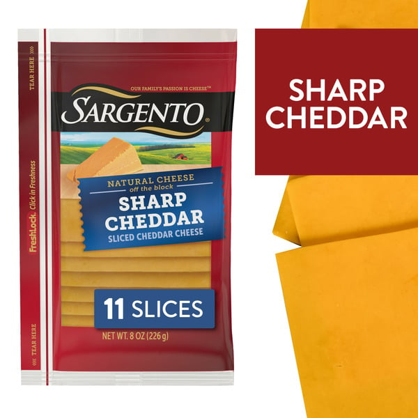 Cheese Sargento Sliced Sharp Natural Cheddar Cheese hero