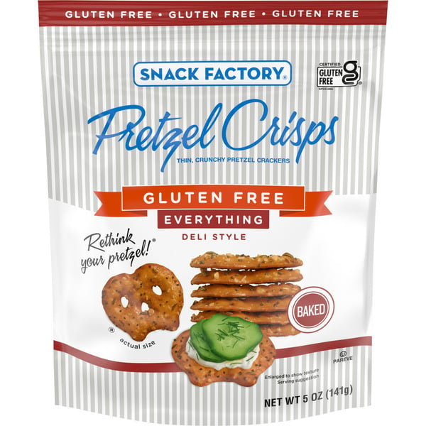 Chips & Pretzels Snack Factory Gluten Free Everything Pretzel Crisps hero