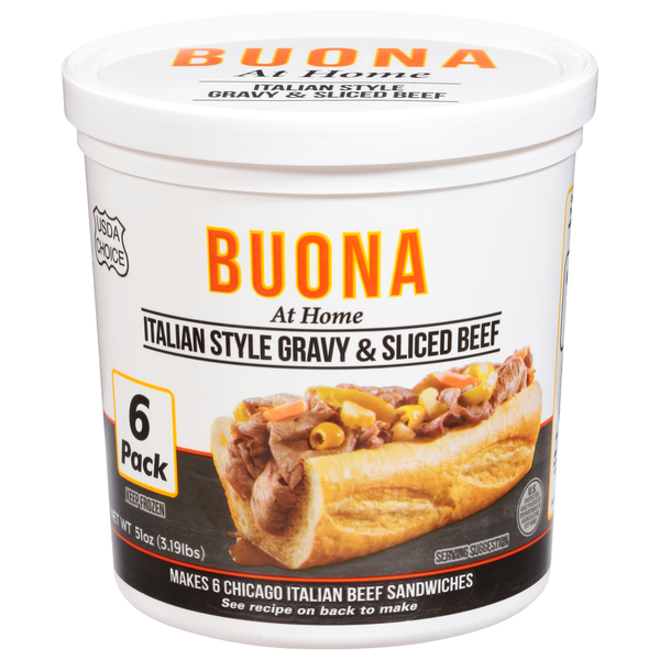 Prepared Meals Buona Gravy & Sliced Beef, Italian Style, 6 Pack hero