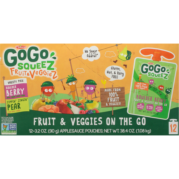 Canned Fruit & Applesauce GoGo Squeez Fruit & VeggieZ, Variety Pear Berry hero