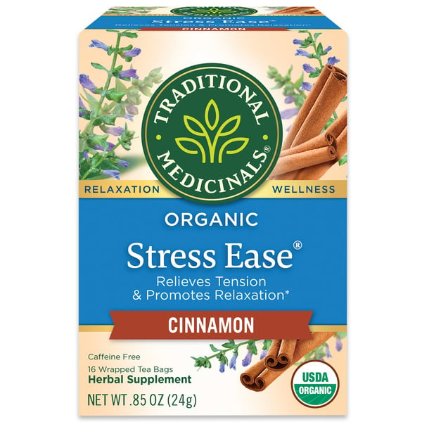 Tea Traditional Medicinals Organic Stress Ease, Caffeine Free Herbal Tea hero