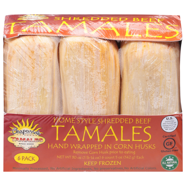 Frozen Meat & Seafood Chaparros Tamales Tamales, Shredded Beef, Home Style hero