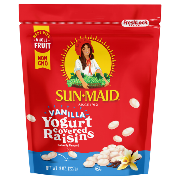 Nuts, Seeds & Dried Fruit Sun-Maid Vanilla Yogurt Covered Raisins - Resealable Stand-Up Ba hero