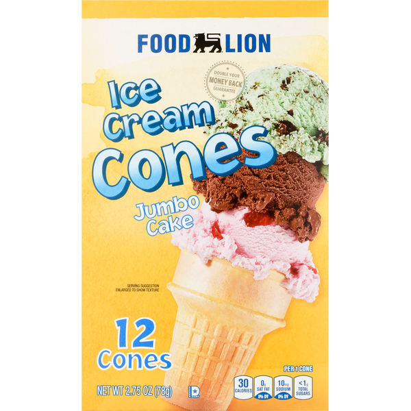 Ice Cream Toppings Food Lion Jumbo Ice Cream Cones  12ct hero