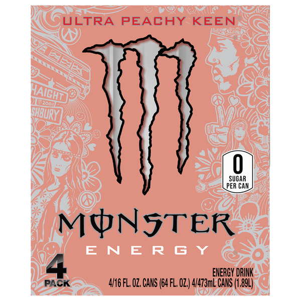 Energy & Sports Drinks Monster Energy Drink, Ultra Peachy Keen, 4 Pack hero