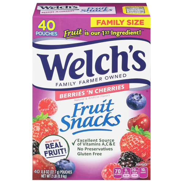 Nuts, Seeds & Dried Fruit Welch's Fruit Snacks, Berries 'n Cherries, Family Size hero