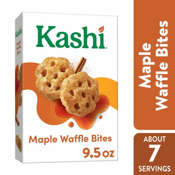 Breakfast Bakery Kashi Breakfast Cereal, Vegan, Made with Whole Grains, Maple Waffle Bites hero