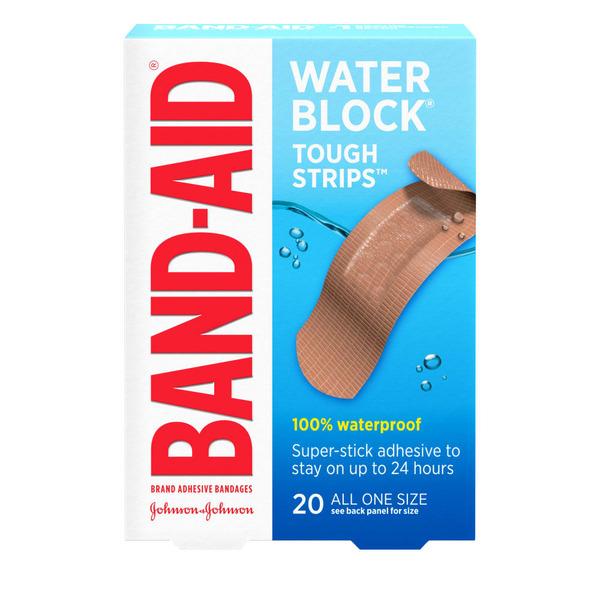 First Aid BAND-AID Water Block Tough Sterile Bandages, One Size hero