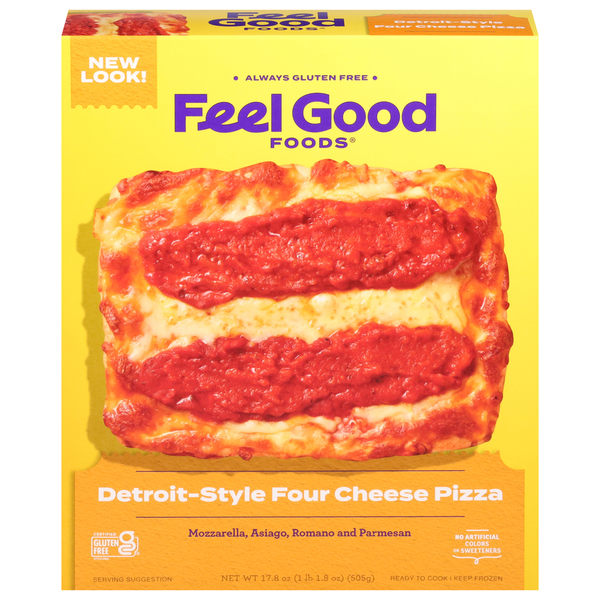 Prepared Meals Feel Good Foods Pizza, Detroit-Style, Four Cheese hero