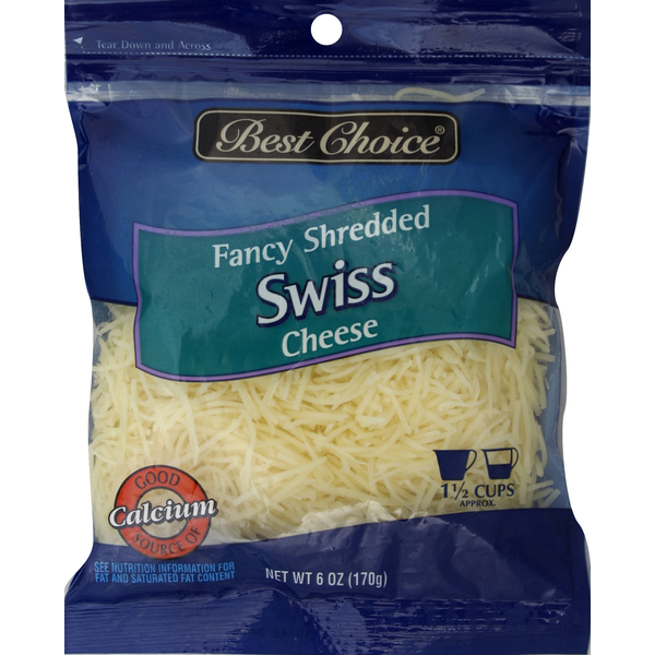 Packaged Cheese Best Choice Shredded Cheese, Fancy, Swiss hero