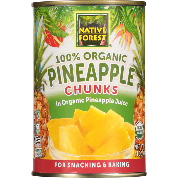 Canned Fruit & Applesauce Native Forest Pineapple Chunks, 100% Organic hero