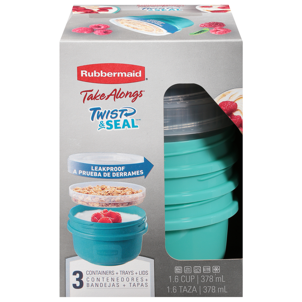 Food Wraps & Storage Rubbermaid Containers + Trays + Lids, Twist & Seal, 1.6 Cup hero