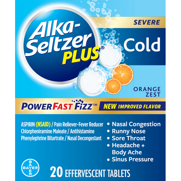 Digestion Alka-Seltzer Severe Cold, Orange Zest, Effervescent Tablets hero