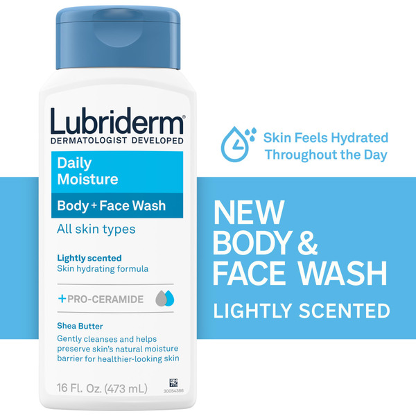 LUBRIDERM Daily Moisture Body + Face Wash, Light Fragrance hero