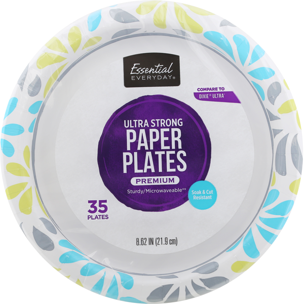 Plates, Bowls, Cups & Flatware Essential Everyday Paper Plates, Ultra Strong, Premium, 8.62 Inches hero