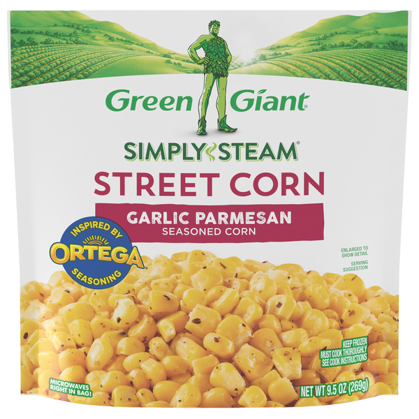 Frozen Vegan & Vegetarian Green Giant Street Corn, Garlic Parmesan, Seasoned hero