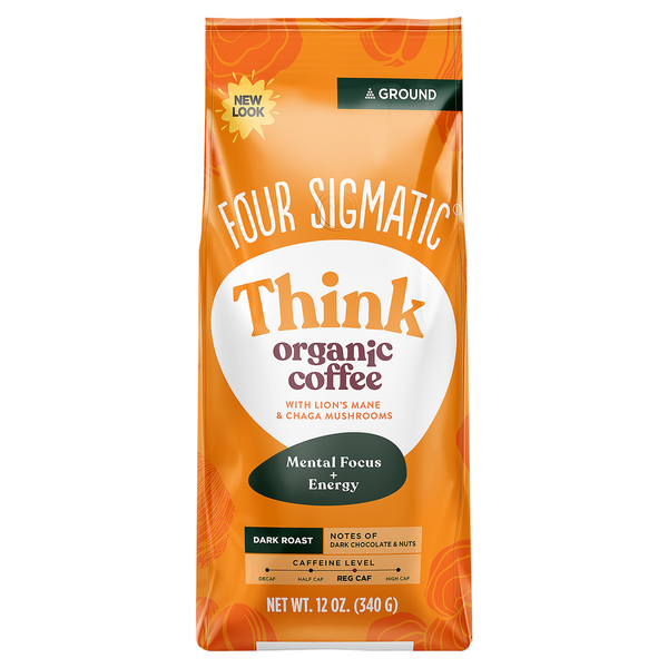 Cocoa & Drink Mixes Four Sigmatic Coffee, Ground, Organic, Dark Roast, Mushroom, Think hero