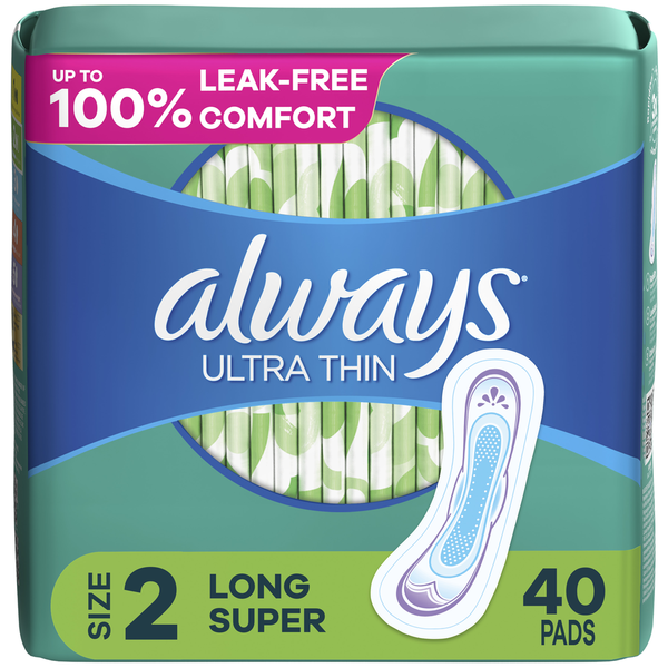 Feminine Care Always Ultra Thin Pads without Wings, Size 2 hero