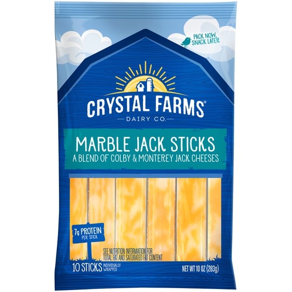 Packaged Cheese Crystal Farms Marble Jack Cheese Sticks hero