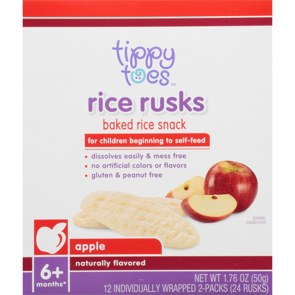 Baby Food & Formula Tippy Toes Rice Snack, Baked, Apple, Rice Rusks hero