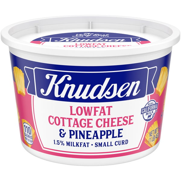 Other Creams & Cheeses R.W. Knudsen Family Lowfat Small Curd Cottage Cheese & Pineapple with 1.5% Milkfat, oz Tub hero