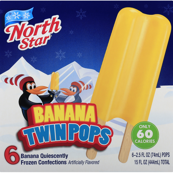 Ice Cream & Ice North Star Twin Pops, Banana, 6 Pack hero