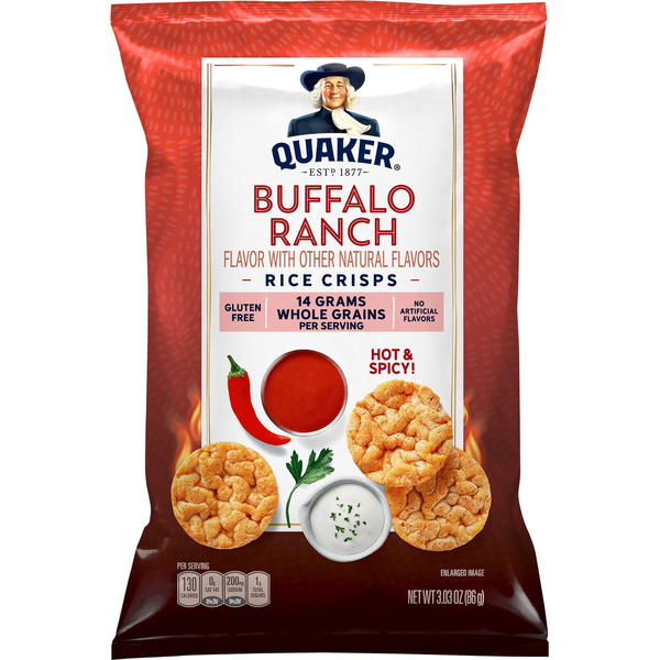 Crackers Quaker Rice Crisps, Buffalo Ranch, Hot & Spicy hero