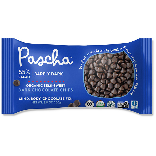 Baking Ingredients Pascha Dark Chocolate Chips, Vegan, Organic, Semi-Sweet, 55% Cacao hero