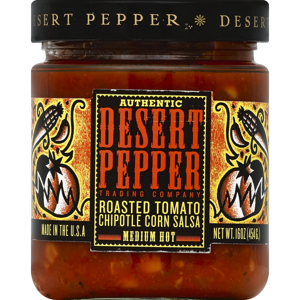 Preserved Dips & Spreads Desert Pepper Trading Co. Salsa, Roasted Tomato Chipotle Corn, Medium Hot hero