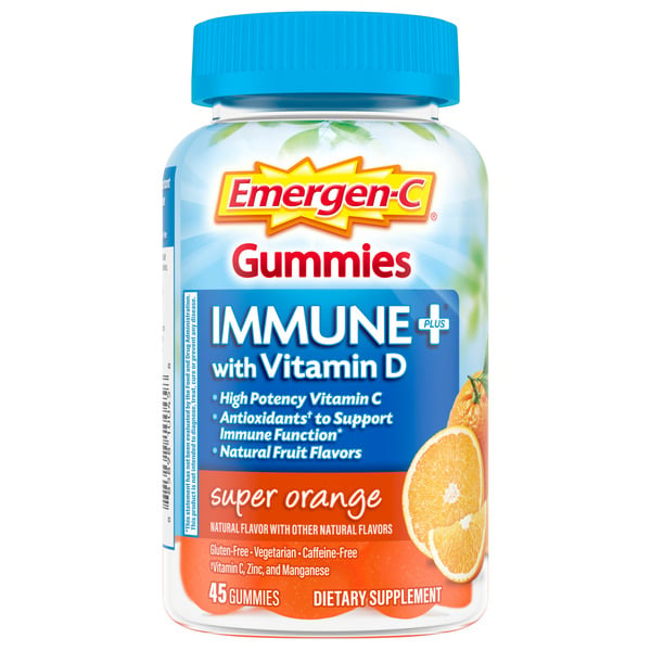 Vitamins & Supplements Emergen-C Immune+ Gummies with Vitamin D Super Orange hero