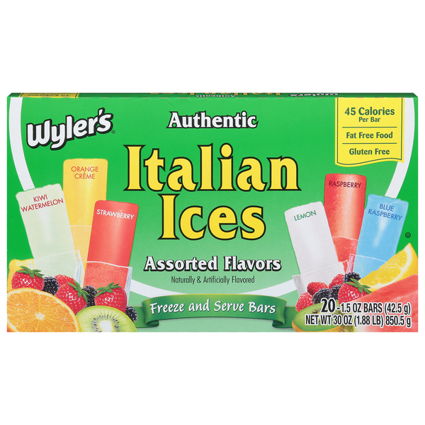 Ice Cream & Ice Wyler's Bars, Assorted Flavors, Italian Ices, Authentic hero