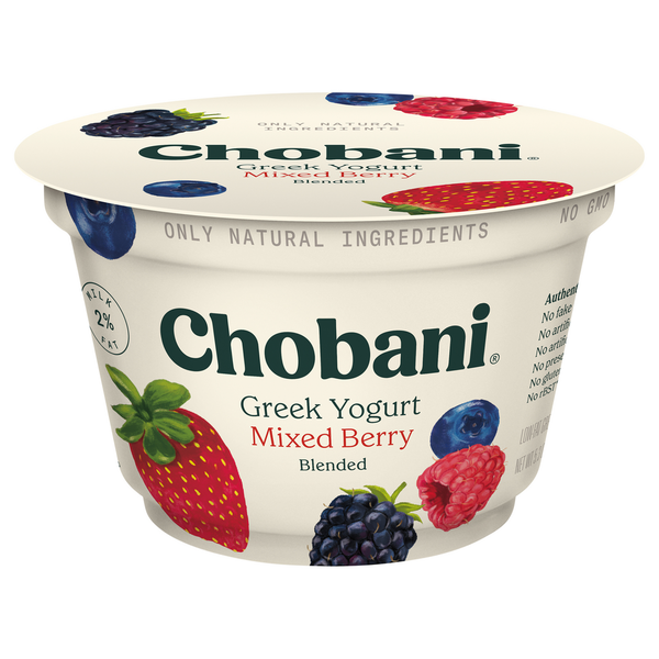 Greek Yogurt Chobani Yogurt, Greek, Low-Fat, Mixed Berry, Blended hero