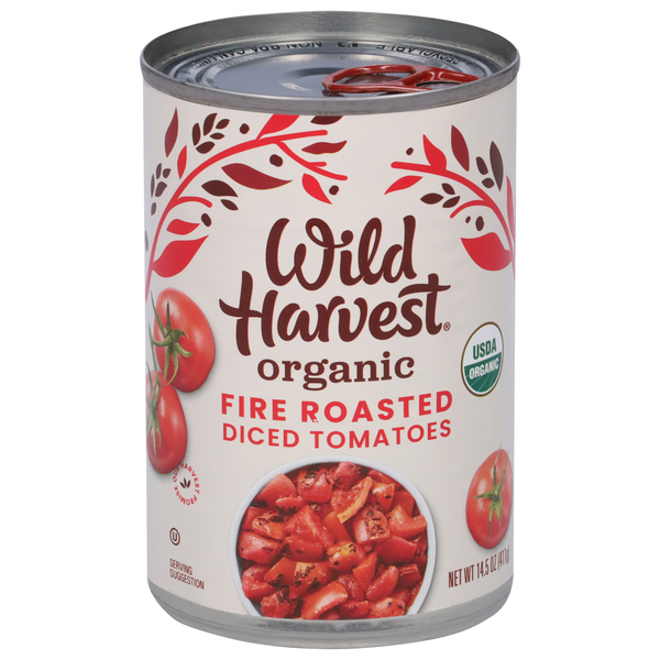 Wild Harvest Tomatoes, Organic, Diced, Fire Roasted hero