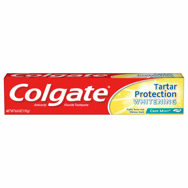 Oral Hygiene Colgate Tartar Protection Whitening Toothpaste with Fluoride, Crisp Mint hero