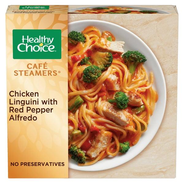 Frozen Meals Healthy Choice Cafe Steamers Chicken Linguini with Red Pepper Alfredo, Frozen Meal hero