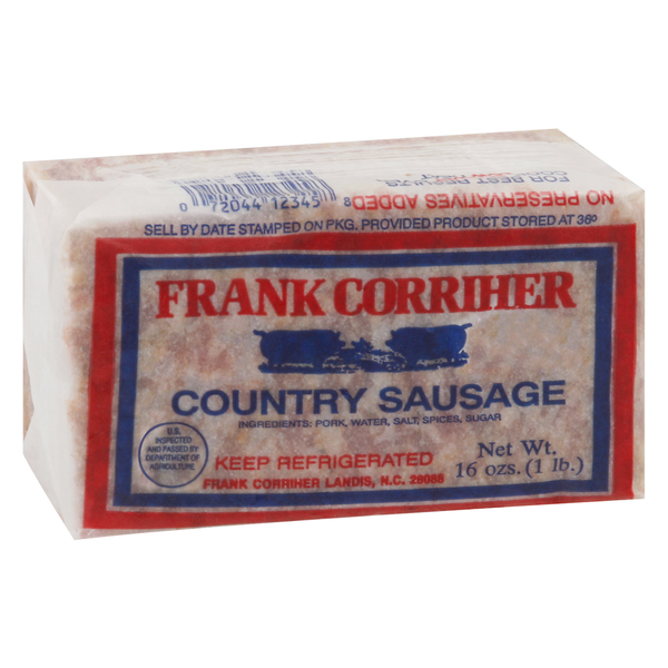 Bacon & Breakfast Meat Frank Corriher Sausage, Country hero