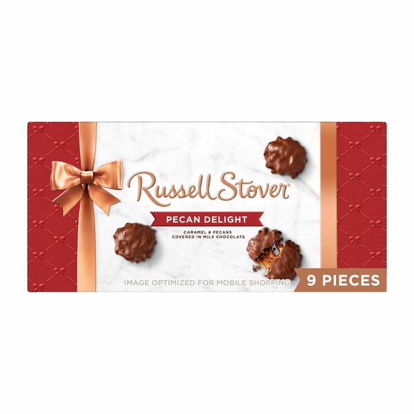 Candy & Chocolate Russell Stover Pecan Delights Milk Chocolate Gift Box (9 Pieces) hero