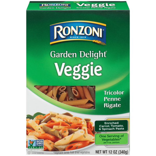 Dry Pasta & Noodles Ronzoni Garden Delight Penne Rigate Non-GMO Tricolor Pasta hero