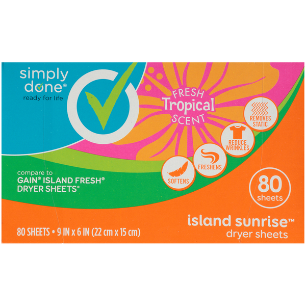 Cleaning Products Simply Done Dryer Sheets, Island Sunrise hero