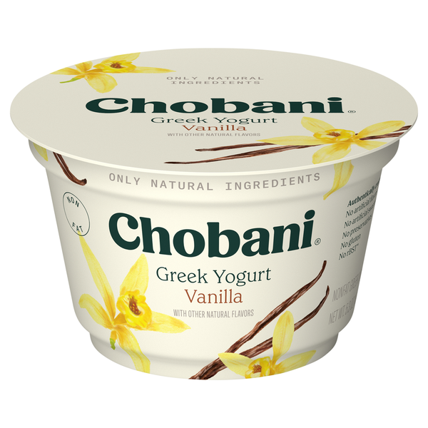 Greek Yogurt Chobani Yogurt, Nonfat, Greek, Vanilla hero