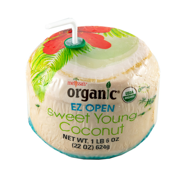 Fresh Fruits Melissa's Organic EZ Open Sweet Young Coconuts hero