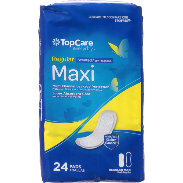 Feminine Care TopCare Pads, Maxi, Scented, Regular hero