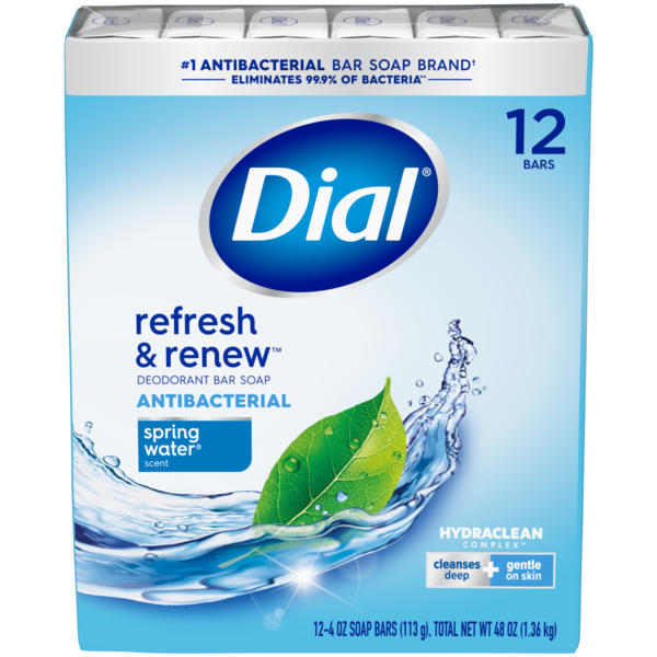 Dial Antibacterial Deodorant Bar Soap, Spring Water hero