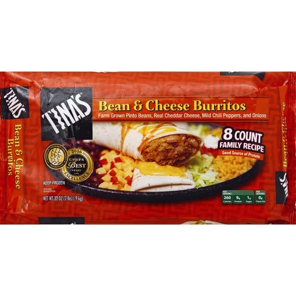 Frozen Meals Tina's Burrito, Bean & Cheese hero