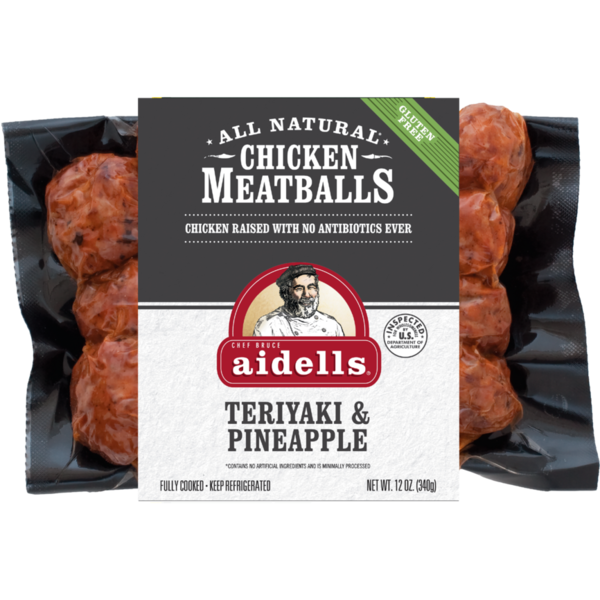 Packaged Poultry Aidells Chicken Meatballs, Teriyaki & Pineapple hero