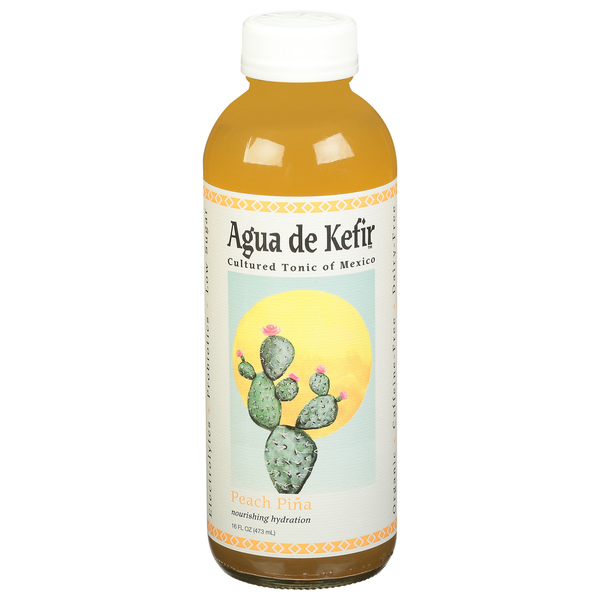 Refrigerated GT's Living Foods Agua de Kefir, Peach Pina hero